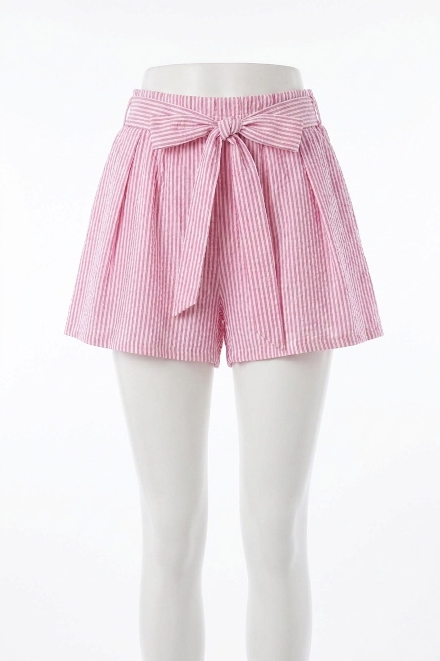 NEW UMGEE seersucker tie waist shorts in pink